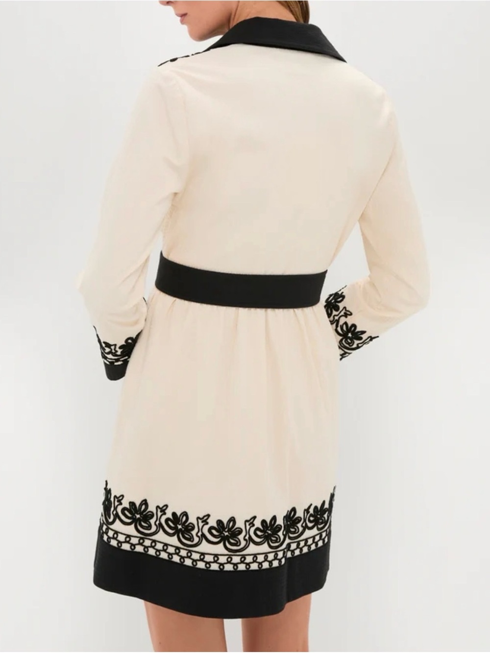 Tuckernuck Black and Cream Embroidered Belted Shirt Dress - Picture 5 of 8